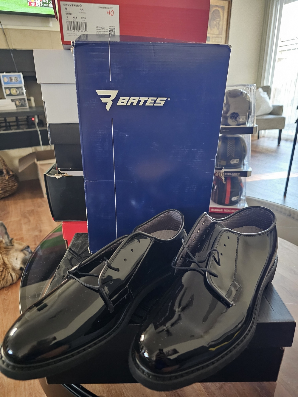 Bates Men's Black Patent Leather Derby Shoes